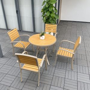 Alternative view of Bộ bàn tròn cà phê 4 ghế sân vườn HW-BBTVX màu vàng