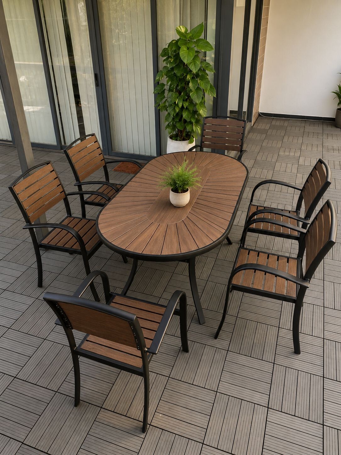 Bộ bàn tròn Oval và 6 ghế sân vườn HW-BBOVAL - Ảnh 6